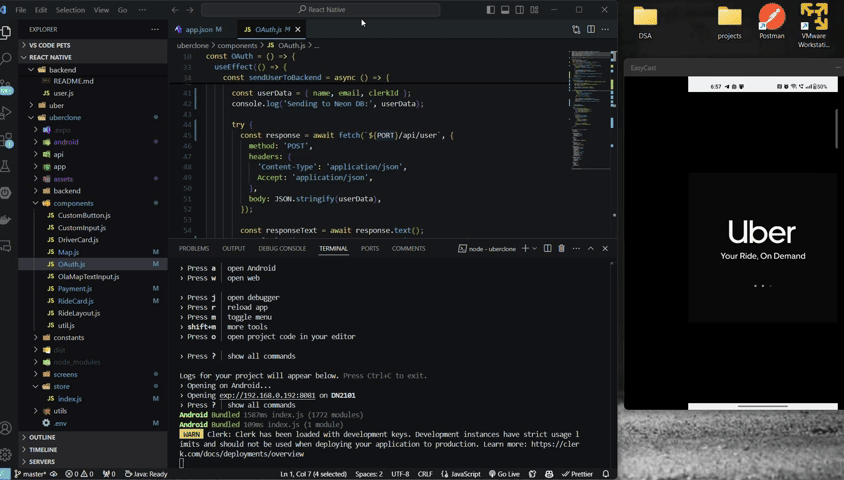 Uber Clone animated preview
